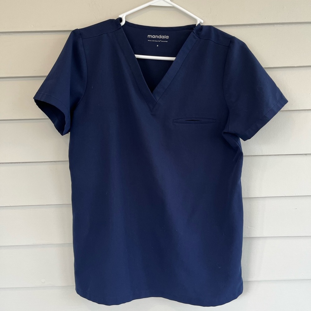 Mandala Navy One Pocket Scrub Top S